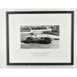 A signed reprinted photograph of Juan Manuel Fangio, racing a Mercedes Benz, Grand Prix de Monaco