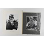 Two reprinted photographs of race car drivers Tazio Nuvolari and Graham Hill, printed by Jarrotts