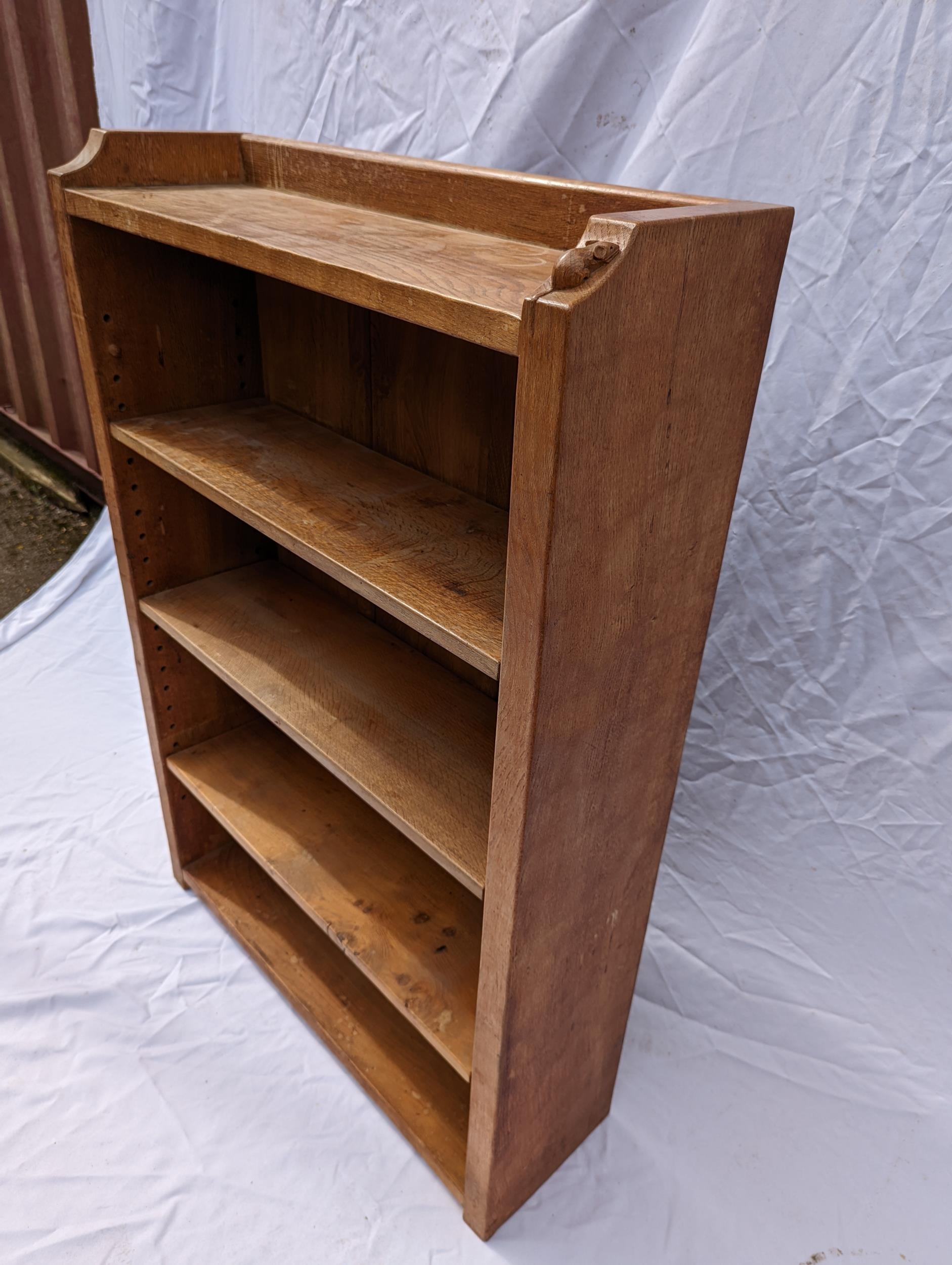 Robert 'Mouseman' Thompson of Kilburn (1876-1955), an oak bookcase, holding three shelves, the - Image 2 of 5