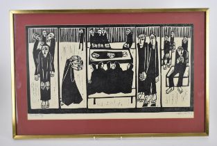 Heinke Jenkins (b. 1937) German 'Insiders', limited edition woodcut engraving, no. 8 out of 8,