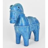 A 20th century Italian Rimini blue glazed pottery model of a horse, probably by Bitossi, designed by