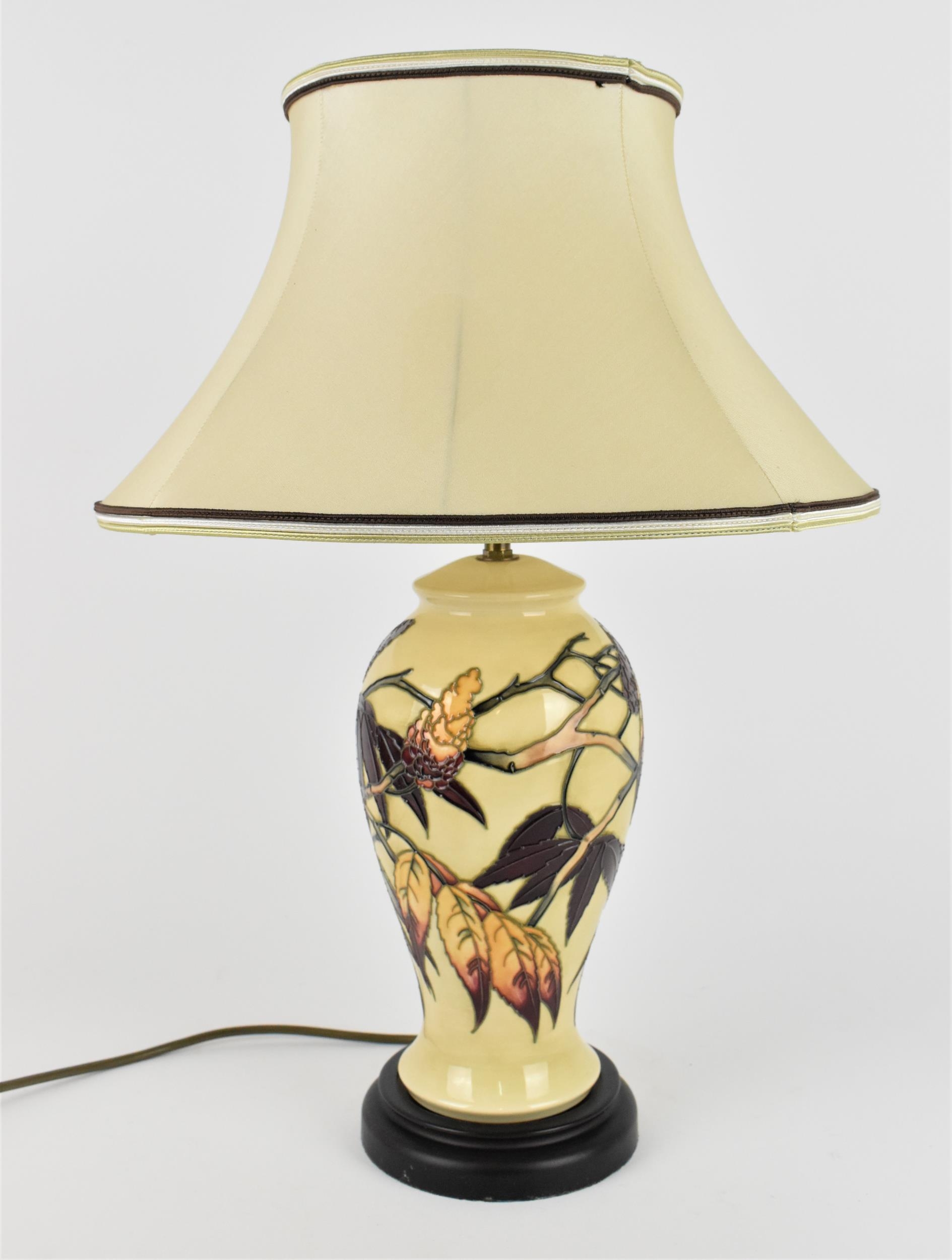 A Moorcroft Pottery Sumac Tree pattern table lamp base designed by Phillip Gibson, the body - Image 3 of 4