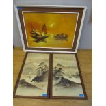 Three pictures to include a pair of early 20th century Japanese woodblock prints Location: