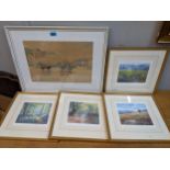 Pictures to include Frank Sherwin - a harbour scene, watercolour signed, and signed prints limited