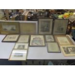 Pictures to include Victor Wyatt Burnand (1868-1940) - two signed pen and ink drawings, titled The