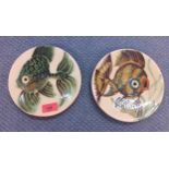 Two Puigdemont Spanish pottery fish plates, signed to the reverse, 7" diameter Location: RWB