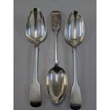 A set of three William IV tablespoons each having an E monogram, London 1832, 211.8g Location: Cab