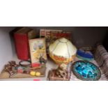 A mixed lot include a Polish blue glazed pottery plaque by Janusz Lewald-Jezierski and a small