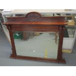 An Edwardian mahogany overmantel mirror with a shelf and brackets 102cm h x 125cm w Location: