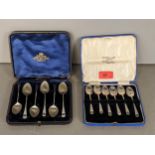 A set of six Victorian silver teaspoons with shell bowls and twisted stem, and a set of six silver