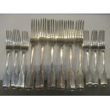 A set of twelve Victorian forks, hallmarked London 1850, 615.4g Location: