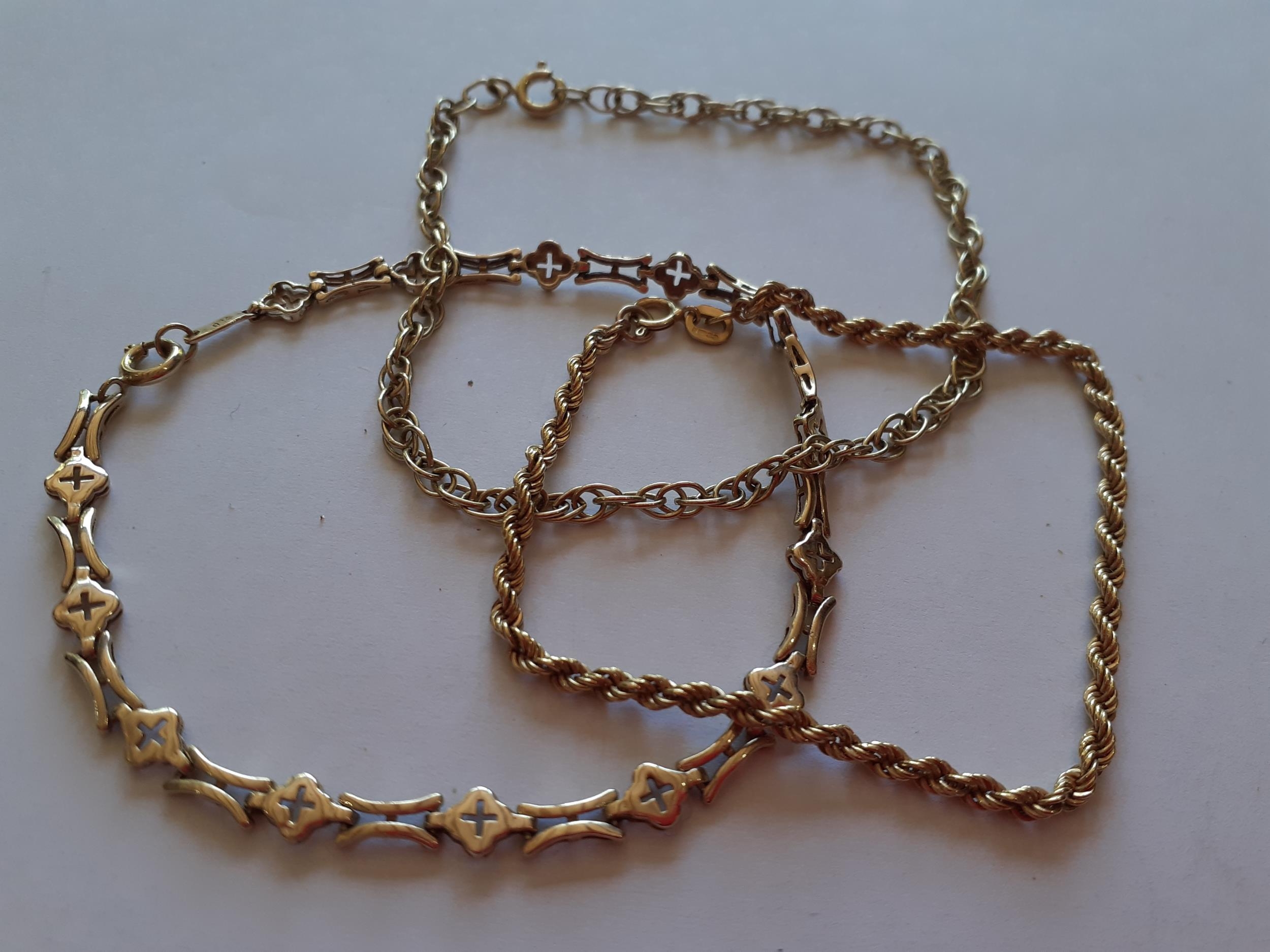 Three 9ct gold bracelets, 8.68g
