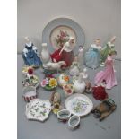 Ceramics to include Royal Doulton figures, a Royal Crown Derby paperweight and other items Location: