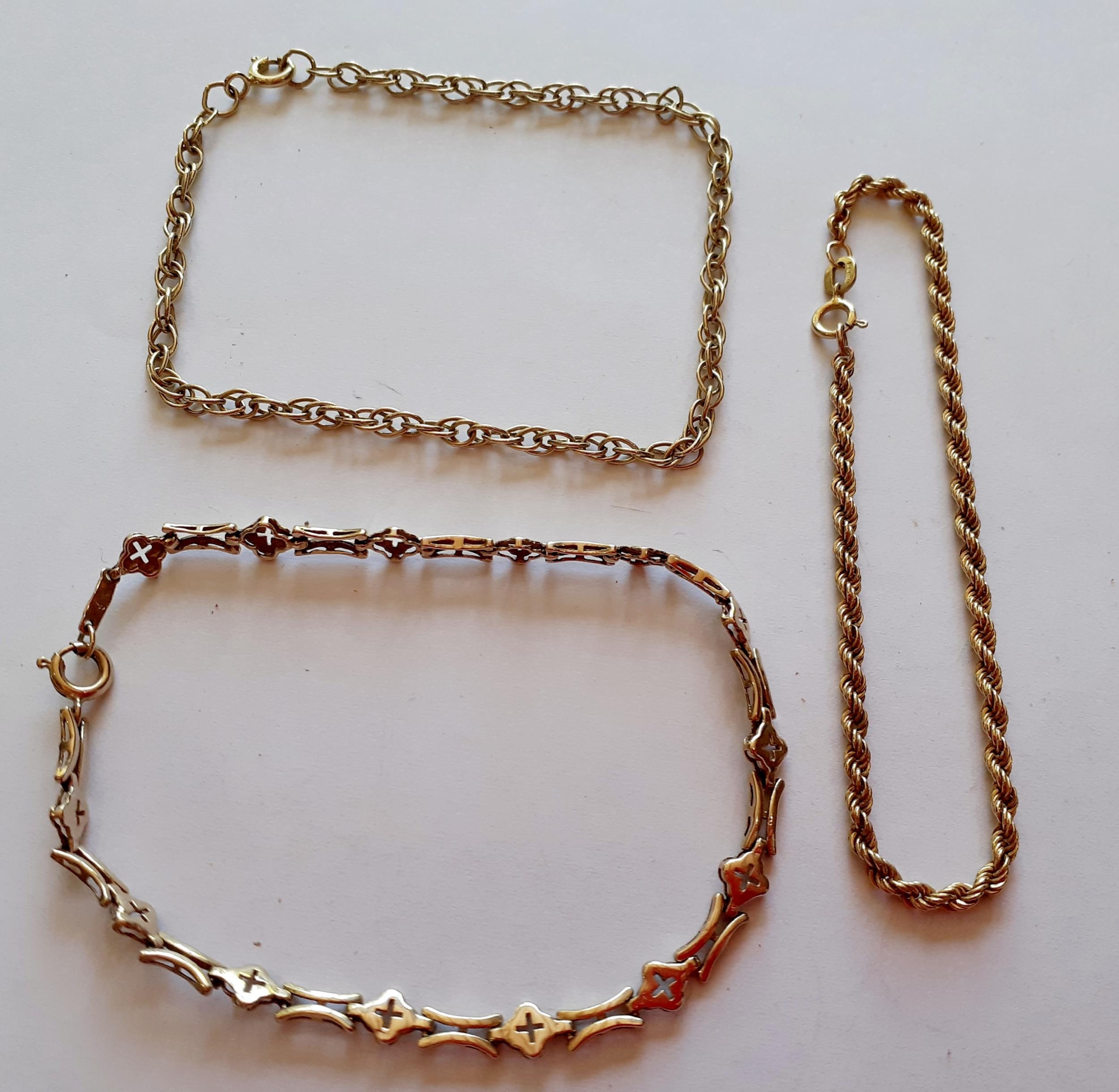 Three 9ct gold bracelets, 8.68g - Image 2 of 2