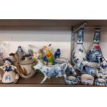 Delft ornaments and other 20th century household ceramics A/F Condition: Damage and glue to the