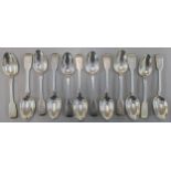 A group of Victorian silver spoons each monogrammed with the letter E, a set of twelve, London 1841,