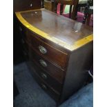 A Georgian mahogany bow fronted chest of two short and three long drawers, 104cm h x 102.5cm w