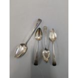 George III silver tablespoons to include a London 1795 example with H monogram, together with a