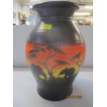 A hand painted Afripot terracotta vase, signed to base, 40cm high Location: 10:1