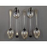 A set of five Victorian silver spoons, London 1847, 78.2g Location: Cab