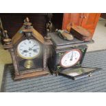 A set of Victorian Belmont mirrored scales together with an American mantel clock and a monocular