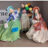 Royal Doulton figures to include The Balloon Seller, Autumn Breezes and Her Ladyship Location: R1:2