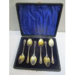 A cased set of six early 20th century silver teaspoons, hallmarked Birmingham 1901 Location: