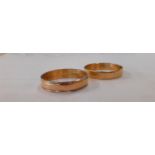 Two 18ct gold wedding bands, 7.5g Location: Cab