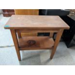 An early 20th century two tier rectangular topped table, 72cm h x 71cm w together with an occasional