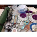 Emma Bridgewater picnic ware in plastic and other picnic ware items, domestic glassware, enamelled