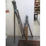 Two Hilger & Watts theodolites cased and with wooden tripod stands