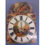 A Georgian O.Roberts of Carnarvon arched top 8-day longcase clock movement painted with scenes of