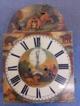 A Georgian O.Roberts of Carnarvon arched top 8-day longcase clock movement painted with scenes of