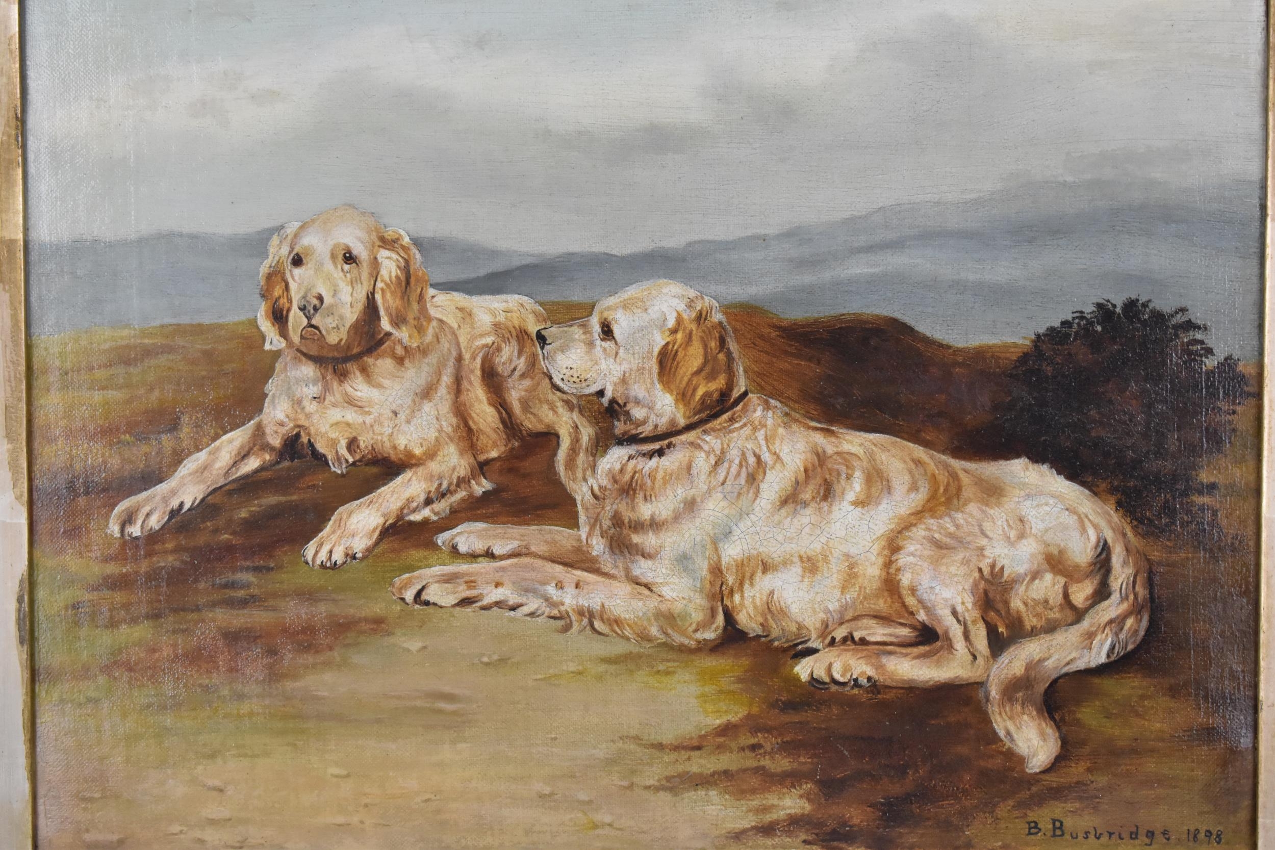 British School, late 19th century depicting two golden retrievers lying in a naturalistic setting, - Bild 2 aus 4