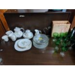 Glass and ceramics to include a set of ten Victorian green and clear wine glasses, a Royal Doulton