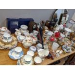 Collectables and ceramics to include Carlton ware, model animals and teaware, mirrors, clock and