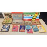 A collection of vintage board games and puzzles to include the Victory Geographical Wood jigsaw