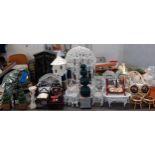 A quantity of wirework dolls house furniture, mainly garden and conservatory items, together with