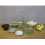 A mixed lot of early 20th century ceramics and glassware to include a Schweppes Bitter Lemon