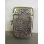 An early 20th century silver floral engraved vesta case hallmarked Birmingham 1917, 30g Location: