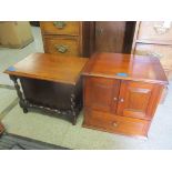 An early 20th century oak stool, hinged top with storage together with a wall hanging smokers