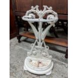 A cast metal white painted umbrella/stick stand, 60cm h x 34cm w Location: