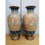 A pair of Royal Doulton Lambeth & Slaters stoneware vases of ovoid form, 30cm h Location: