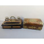 A Victorian desk stand having front single drawer and inkwells, together with a Victorian walnut