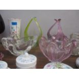 A mixed lot of art glass and ceramic ornaments to include Victorian cranberry glass, 1960s Czech and