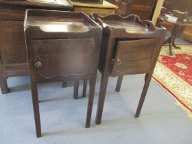 A matched pair of Georgian mahogany pot cupboards, 73.5cm h x 38cm w Location: