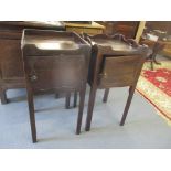 A matched pair of Georgian mahogany pot cupboards, 73.5cm h x 38cm w Location: