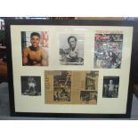 Framed boxing montage of sporting figures to include Muhammed Ali, Henry Cooper and Angelo Dundee