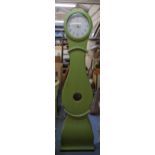 A 19th century and later Swedish 'Mora' longcase clock having a green painted pine case and