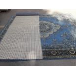 A Wilton blue ground rug together with a modern blue runner Location: A2F